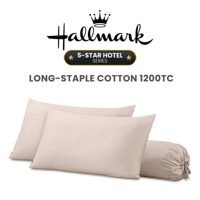 Hallmark 5-Star Hotel Long-Staple Cotton 1200TC Plain Pillowcases & Bolster cases
