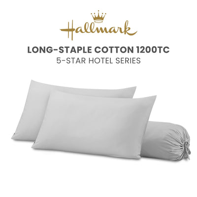 Hallmark 5-Star Hotel Long-Staple Cotton 1200TC Plain Pillowcases & Bolster cases