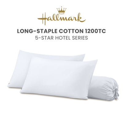 Hallmark 5-Star Hotel Long-Staple Cotton 1200TC Plain Pillowcases & Bolster cases