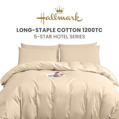 Hallmark 5-Star Hotel Long-Staple Cotton 1200TC Plain Bed Linen - Cream