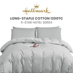 Hallmark 5-Star Hotel Long-Staple Cotton 1200TC Plain Bed Linen - Grey
