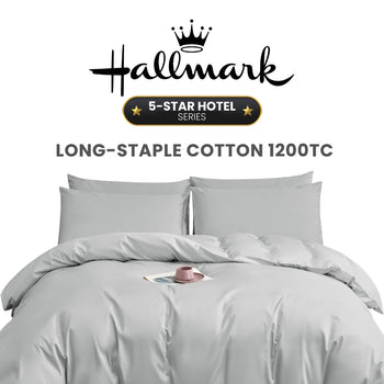 Hallmark 5-Star Hotel Long-Staple Cotton 1200TC Plain Bed Linen - Grey