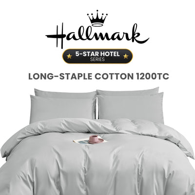 Hallmark 5-Star Hotel Long-Staple Cotton 1200TC Plain Bed Linen - Grey