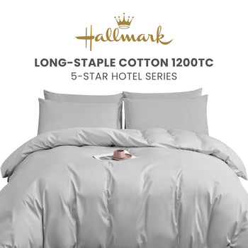 Hallmark 5-Star Hotel Long-Staple Cotton 1200TC Plain Bed Linen - Grey