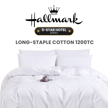 Hallmark 5-Star Hotel Long-Staple Cotton 1200TC Plain Bed Linen - White