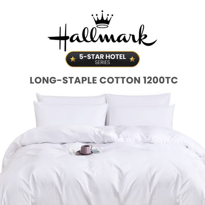 Hallmark 5-Star Hotel Long-Staple Cotton 1200TC Plain Bed Linen - White