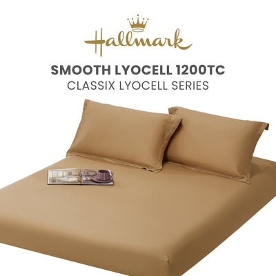 Hallmark Classix Smooth Lyocell 1200TC Plain Fitted Sheet Set - Autumn