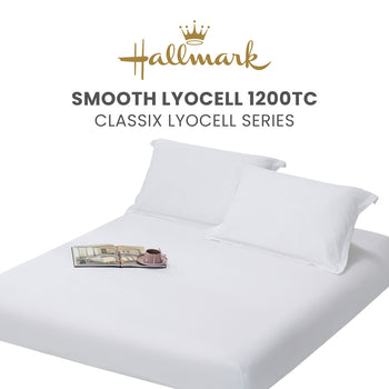 Hallmark Classix Smooth Lyocell 1200TC Plain Fitted Sheet Set - Snow