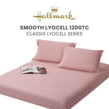 Hallmark Classix Smooth Lyocell 1200TC Plain Fitted Sheet Set - Pink
