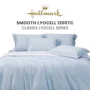 Hallmark Classix Lyocell 1200TC Plain Full Set Bed Linen - Sky Blue