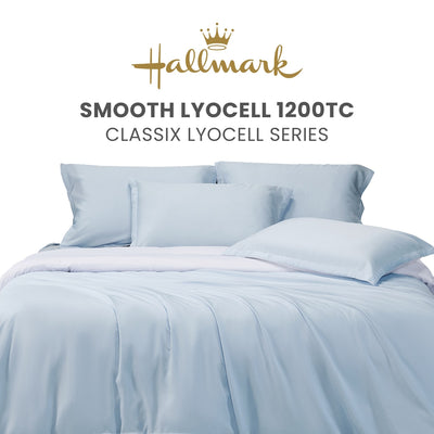 Hallmark Classix Lyocell 1200TC Plain Full Set Bed Linen - Sky Blue