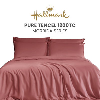 Hallmark Morbida Pure Tencel 1200TC Plain Bed Linen - Red