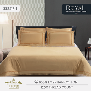 Royal Egyptian Cotton Bed Sheet - 1200TC - Bronze Lace
