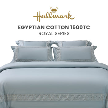 Hallmark Royal Egyptian Cotton 1500TC Laced/Emb - Blue