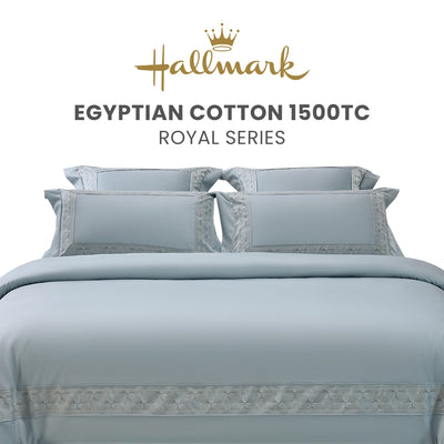 Hallmark Royal Egyptian Cotton 1500TC Laced/Emb - Blue