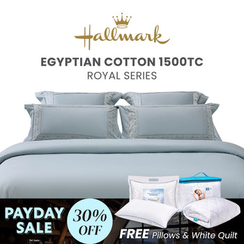 Hallmark Royal Egyptian Cotton 1500TC Laced/Emb - Blue