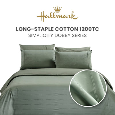 Hallmark Simplicity Premium Cotton 1200TC Dobby Bed Linen - Basil Green