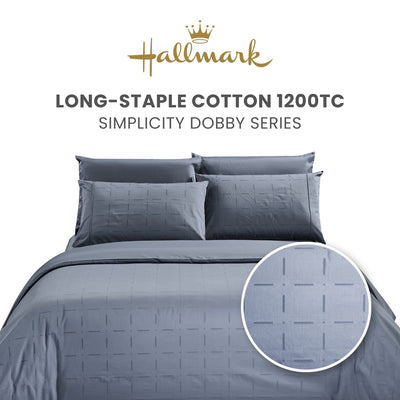 Hallmark Simplicity Premium Cotton 1200TC Dobby Bed Linen - Stone Blue