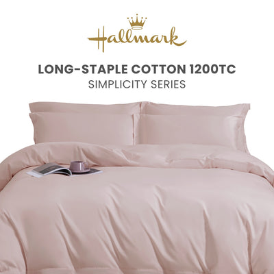 Hallmark Simplicity Premium Cotton 1200TC Plain Bed Linen - Pink