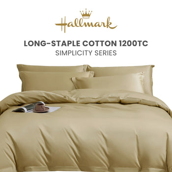 Hallmark Simplicity Premium Cotton 1200TC Plain Bed Linen - Khaki