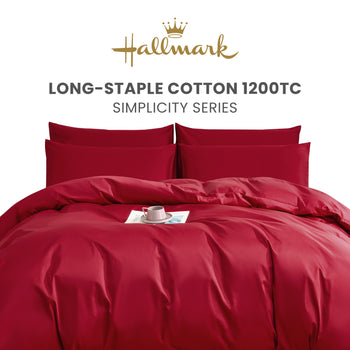 Hallmark Simplicity Premium Cotton 1200TC Plain Bed Linen - Rose Red