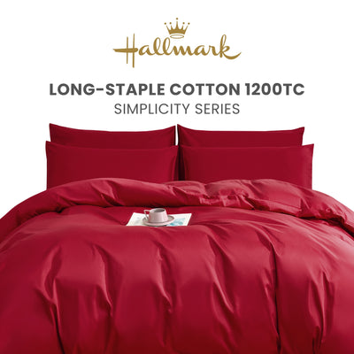 Hallmark Simplicity Premium Cotton 1200TC Plain Bed Linen - Rose Red