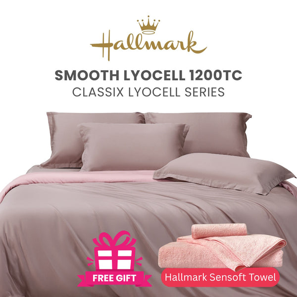 Hallmark Classix Lyocell 1200TC Plain Full Set Bed Linen - Lavender