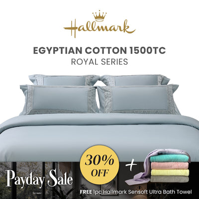 Hallmark Royal Egyptian Cotton 1500TC Laced/Emb - Blue