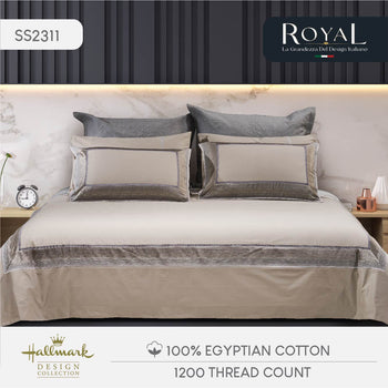 Royal Egyptian Cotton Bed Sheet - 1200TC - Khaki